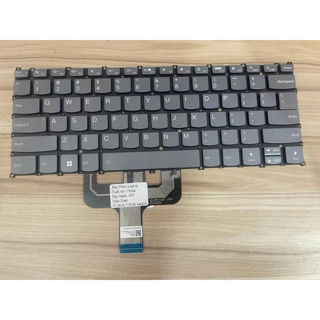Bàn Phím Lenovo Yoga 7-14IAL7 / 7-14ARB7 / 7-14IRL / 7-14ARH7 / 7-14IAH7 / Slim7 ProX 14ARH7 / Slim7 ProX 14IRL8 màu xám, có đèn led Original.