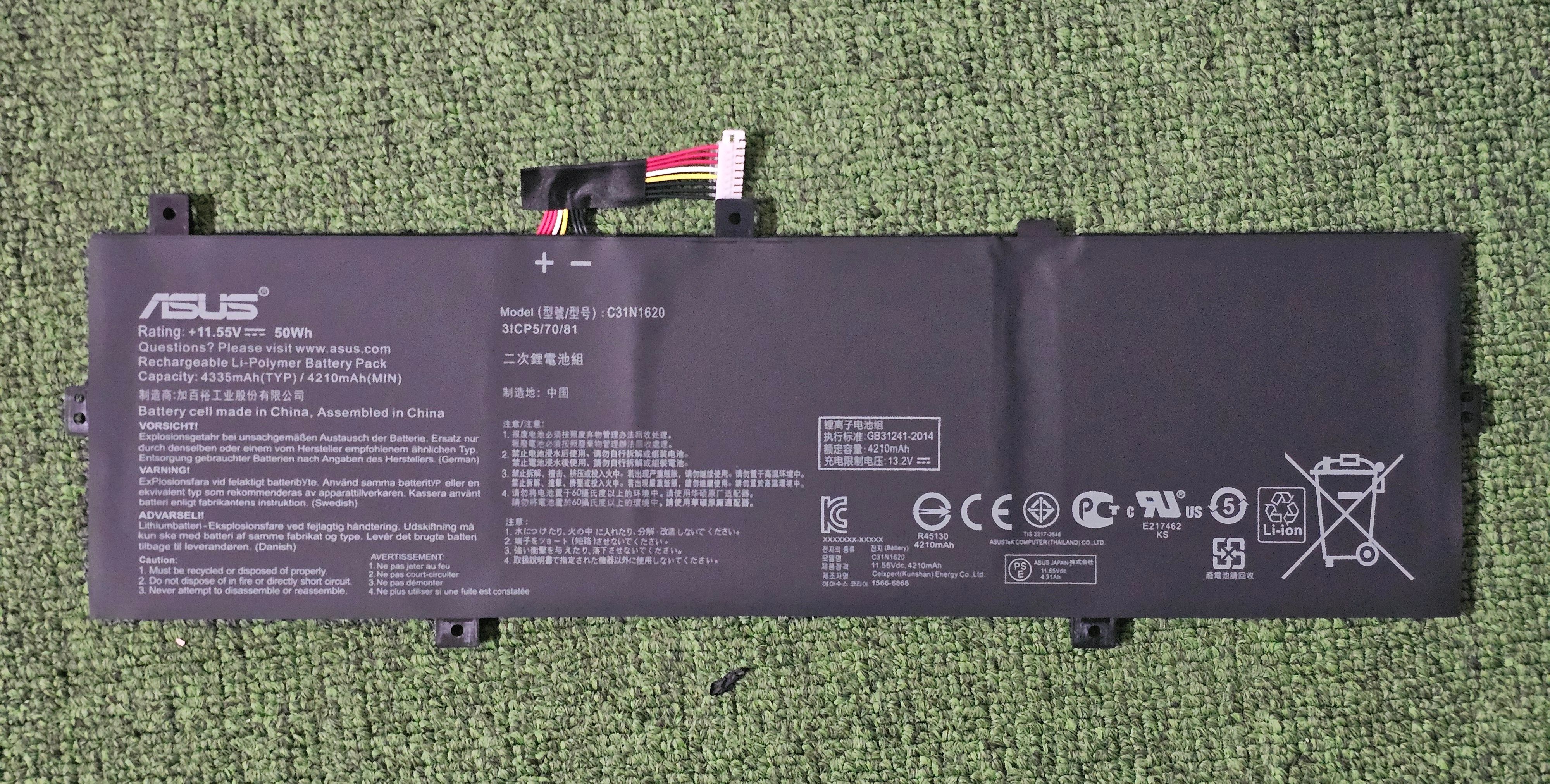 Pin Asus UX430 430UQ PU404 PU404UF / C31N1620 Type A 50Wh - Cáp cong phải