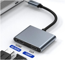 Hub chuyển Type-C ra HDMI 4K 60Hz và VGA 1080P