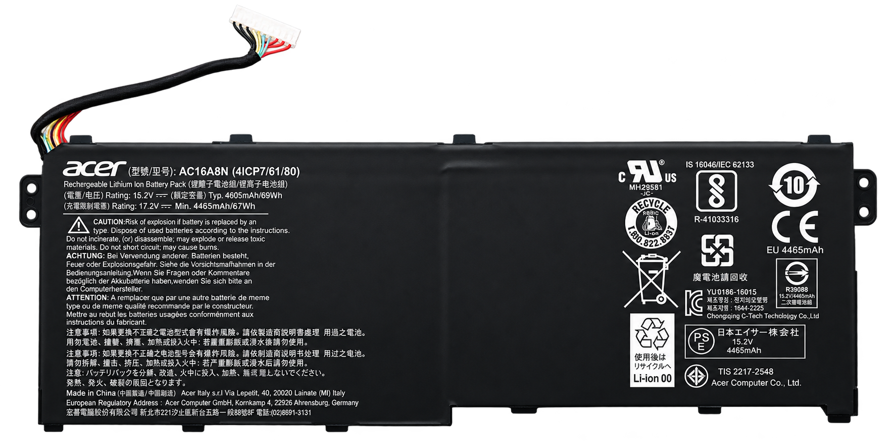 Pin Acer Aspire VN7-593G VN7-791G VN7-792G VN7-793G / AC16A8N 69Wh