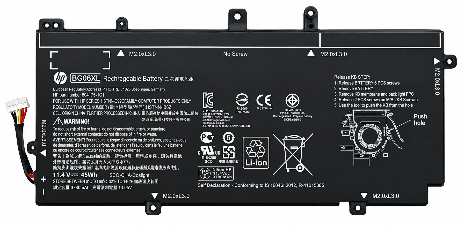 Pin HP Folio 1040 G3 / BG06XL Type A 45Wh