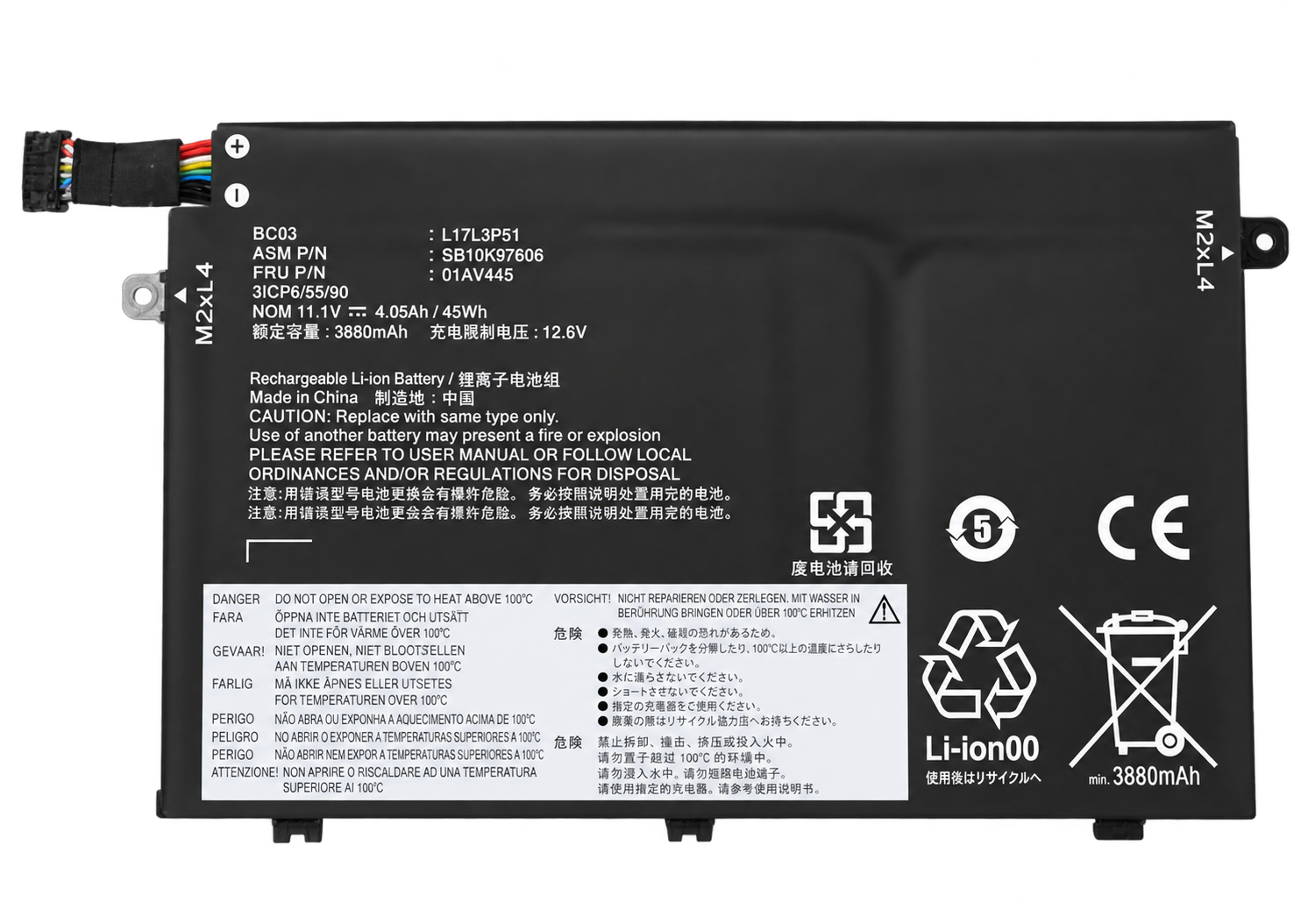 Pin Lenovo ThinkPad E14 Gen 1 / E15 Gen 1 / E480 L580 E485 E490 E495 E580 E590 L480 / L17C3P51 / L17M3P52 / L17M3P53 / L17M3P51 / 01AV448 / 01AV445 / 01AV446 / 01AV463 / 01AV464 / L17L3P51 45Wh