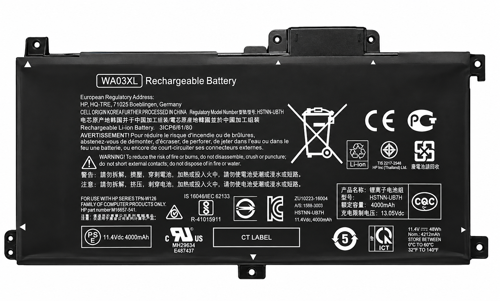Pin HP 15-BK 15-BR / WA03XL 48Wh