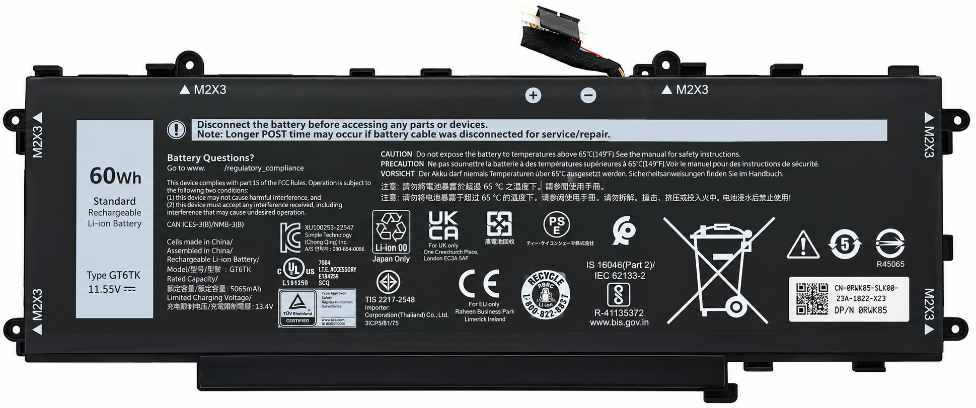 Pin Dell Latitude 9440 2-in-1 / Latitude 9450 2-in-1 Series 0MWK05 MWK05 0K2CPY K2CPY 60Wh