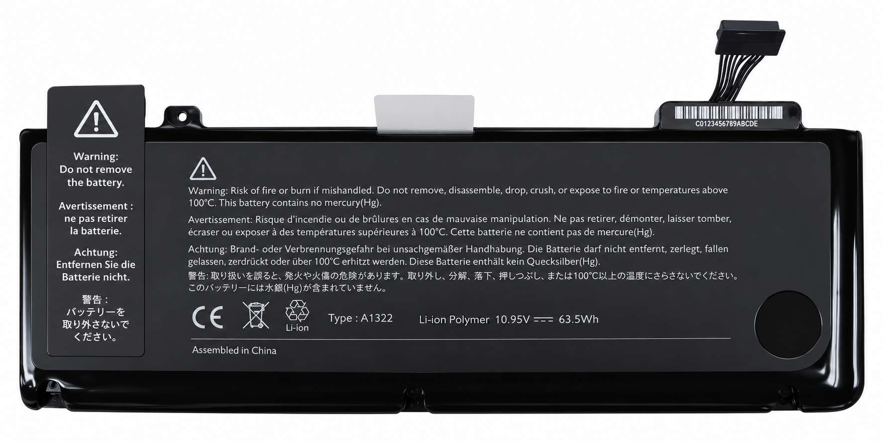 Pin Macbook Pro 13in 2009 2010 model: A1278 / A1342, mã pin A1322 63.5Wh