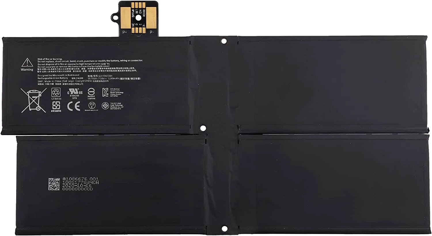 Pin Surface Pro X model: 1876, mã pin MQ03 / G3HTA056H 38.2Wh