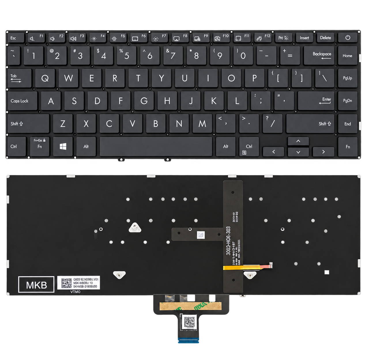 Bàn Phím Asus UX435 màu xanh, có đèn led.