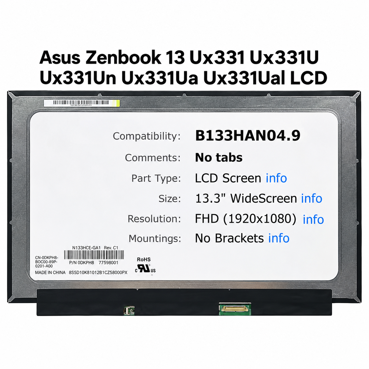 Màn hình laptop 13.3 inch FHD IPS 300 nits 30 pin eDP Slim - B133HAN04.9