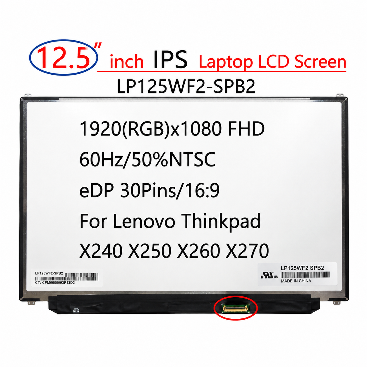 Màn hình laptop 12.5 inch FHD IPS 30 pin eDP Slim - LP125WF2(SP)(B2)
