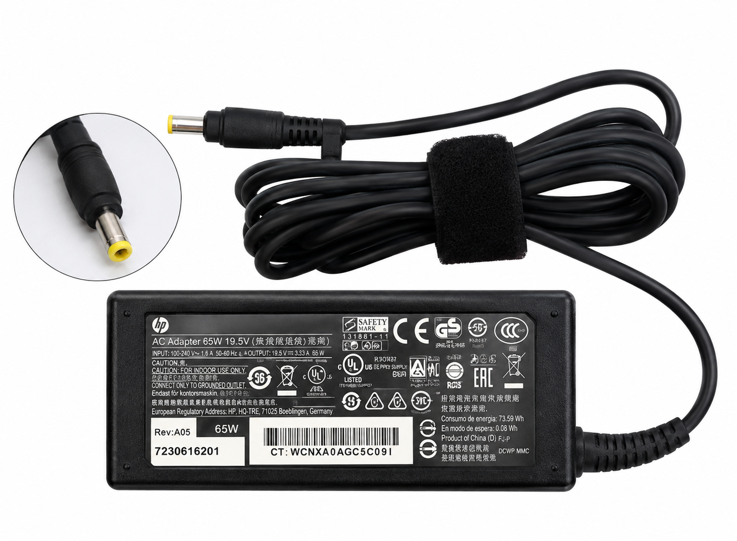 Sạc HP 65W 18.5V 3.5A đầu đạn 4.8x1.7mm - PA-1650-02HC / 384019-001