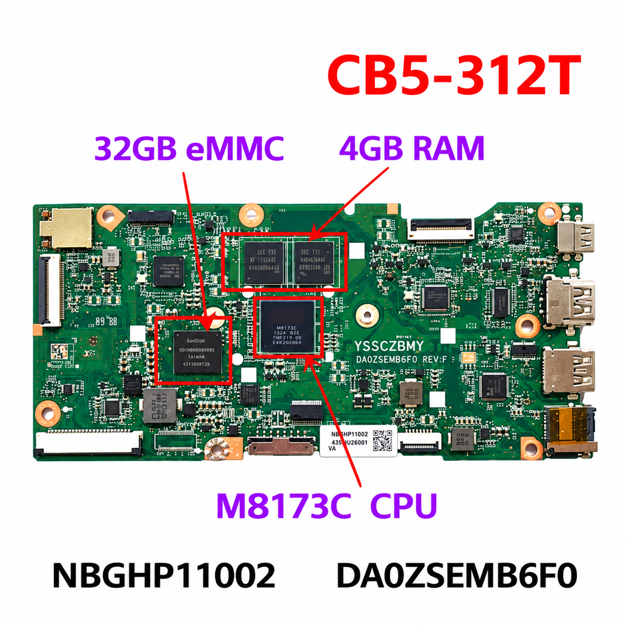 Mainboard Acer CB5-312 MEDIATEK 4GB/32GB new DA0ZSEMB6F0