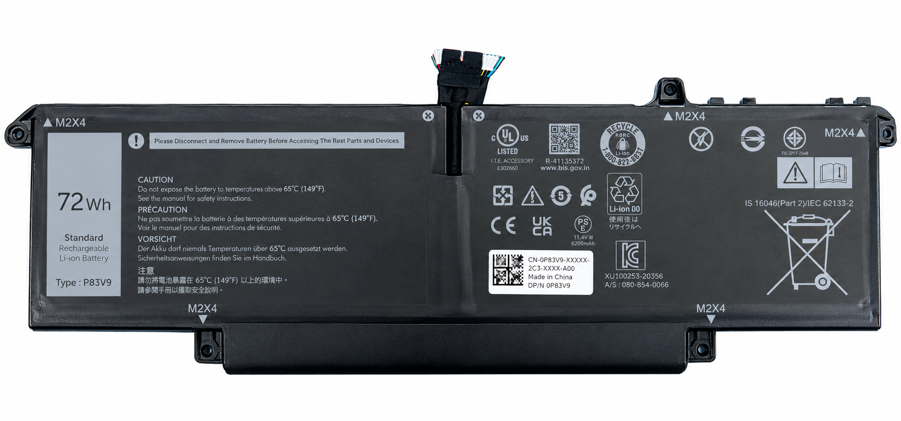 Pin Dell Precision 5470 5480 5490 / P83V9 72Wh