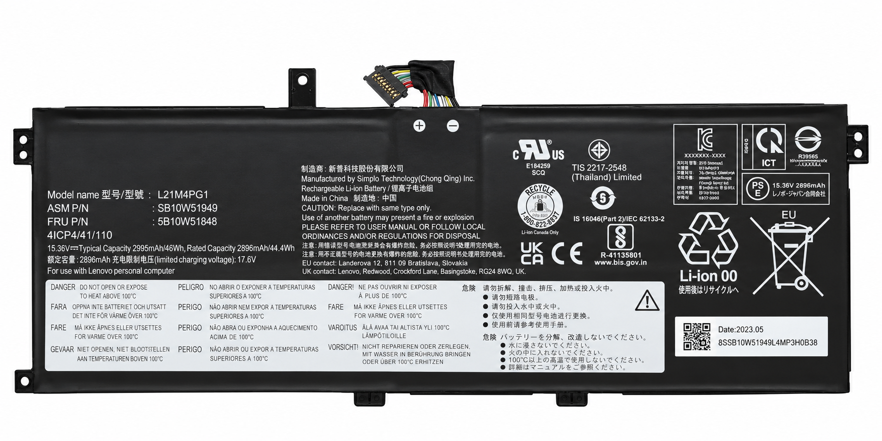 Pin Lenovo ThinkPad L13 Gen 3 4 5 / L13 Yoga Gen 3 4 / X1 Carbon Gen 12 / L21C4PG1 / L21D4PG1 / L21L4PG1 / 5B10W51848 / SB10W51949 / 5B11H56334 / SB11H56235 / L21M4PG1 46Wh